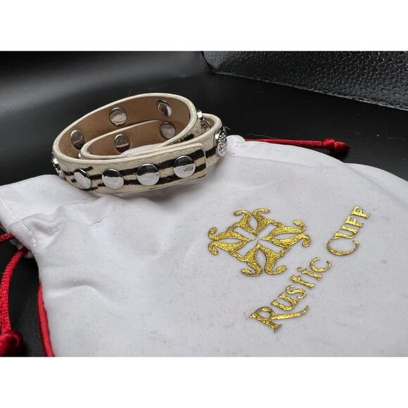 Rustic Cuff Leather Zebra Cuff - Picture 3 of 7